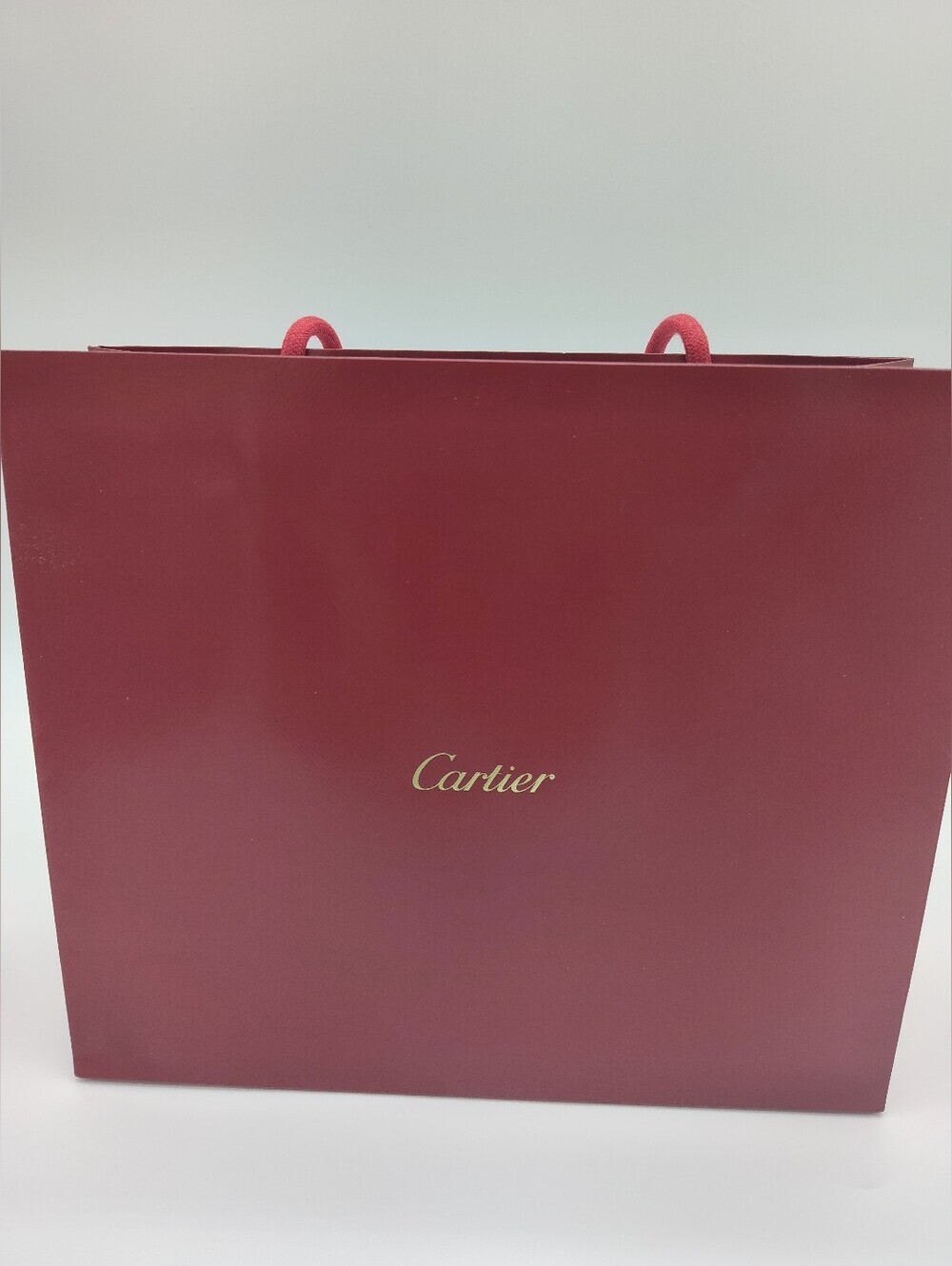 CARTIER Red Boutique Gift Bag + 2 Yards Logo Ribbon Luxury Packaging EUC - Picture 7 of 15